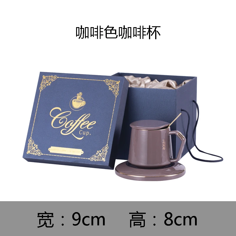 

European style small luxury afternoon tea set coffee cup and saucer household ceramic mug with cover spoon Ceramic With Tray