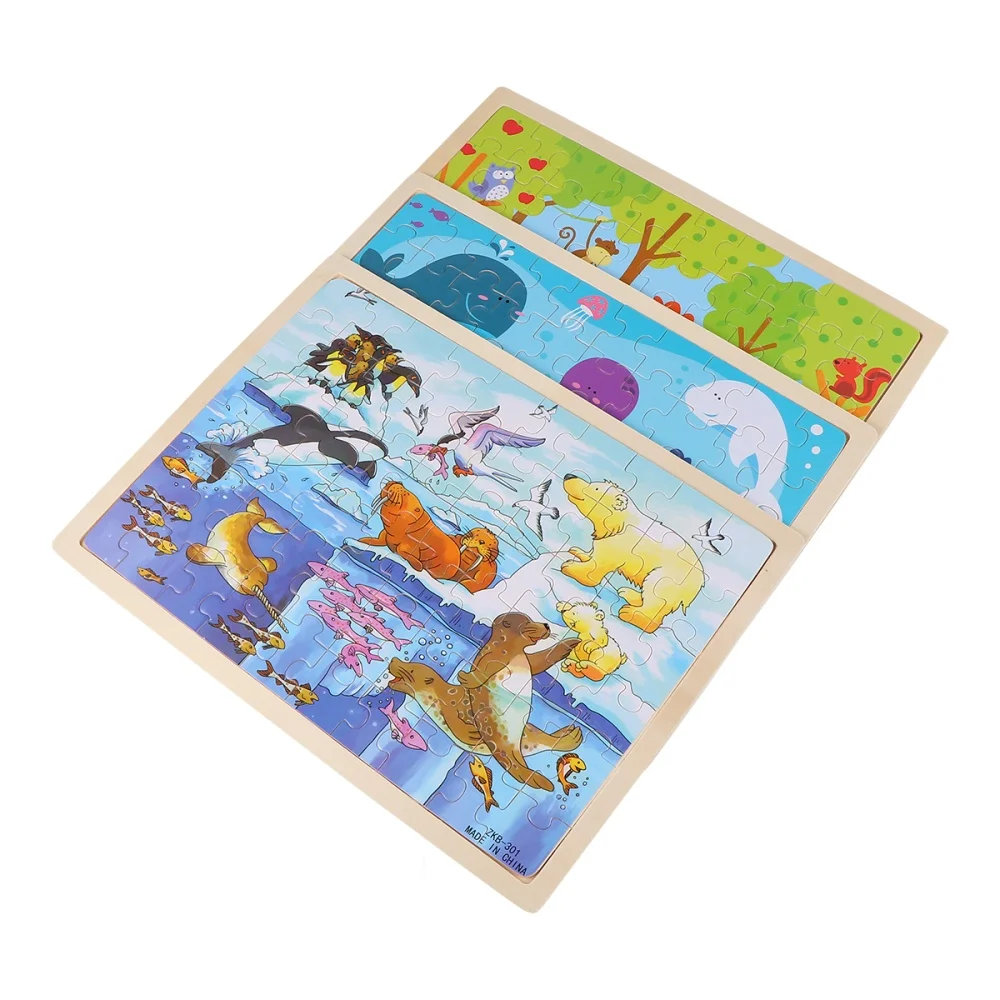 3 комплекта деревянных джиггинговых пил красочные Мультяшные животные фотообои