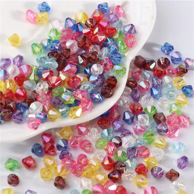 100Pcs 6mm Crystal Rhomb Beads Acrylic Bicone Loose Spacer Bead Shiny Pearls For Bracelet DIY Jewelry Making Wholesale | Дом и сад