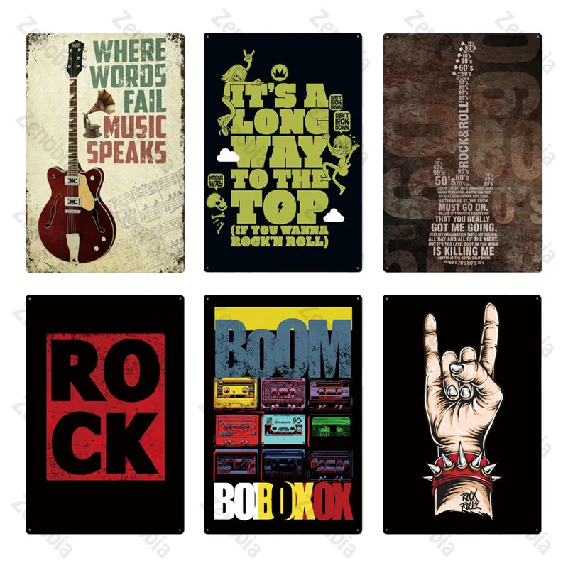 Оловянная винтажная металлическая вывеска Rock & Roll металлический винтажный