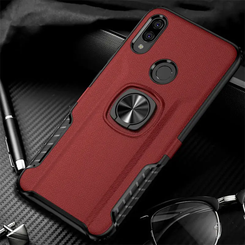 Red Противоударный защитный чехол для Xiaomi Redmi Note 7 Pro 4 X 4X Note 6 5 Pro, Гибридный Металлический Чехол-подставка с кольцом для Redmi Note7 Pro, чехол s - Цвет: Red