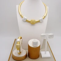 real gold jewelry set necklace earring bracelet set elegant luxury ladies party wedding jewelry set