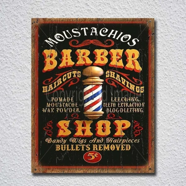 

Mustachios Barber Shop Vintage Retro Tin Sign Metal Sign Metal Poster Metal Decor Metal Painting Wall Sticker Wall Sign