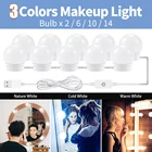 Светодиодная лампа для зеркала для макияжа, 3 цвета, USB, 12 В