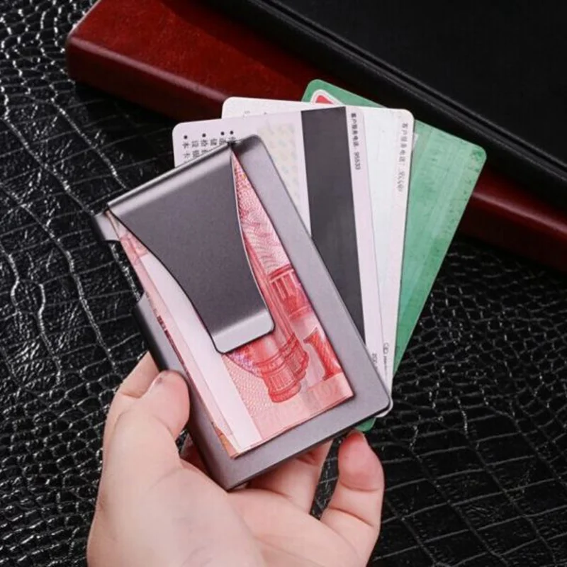 Модный Анти RFID несканированный металлический бумажник для мужчин тонкий