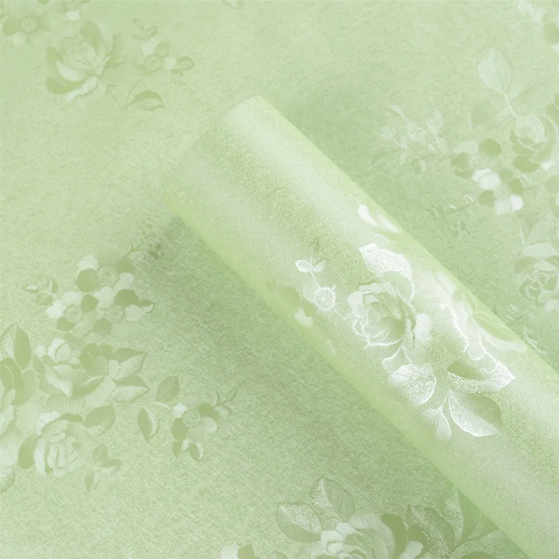 Green Rose Flower Классические цветки пиона и розы цветочные обои рулоны ПВХ самоклеющиеся обои для гостиной спальни домашний декор настенные покрытия - Цвет: Green Rose Flower