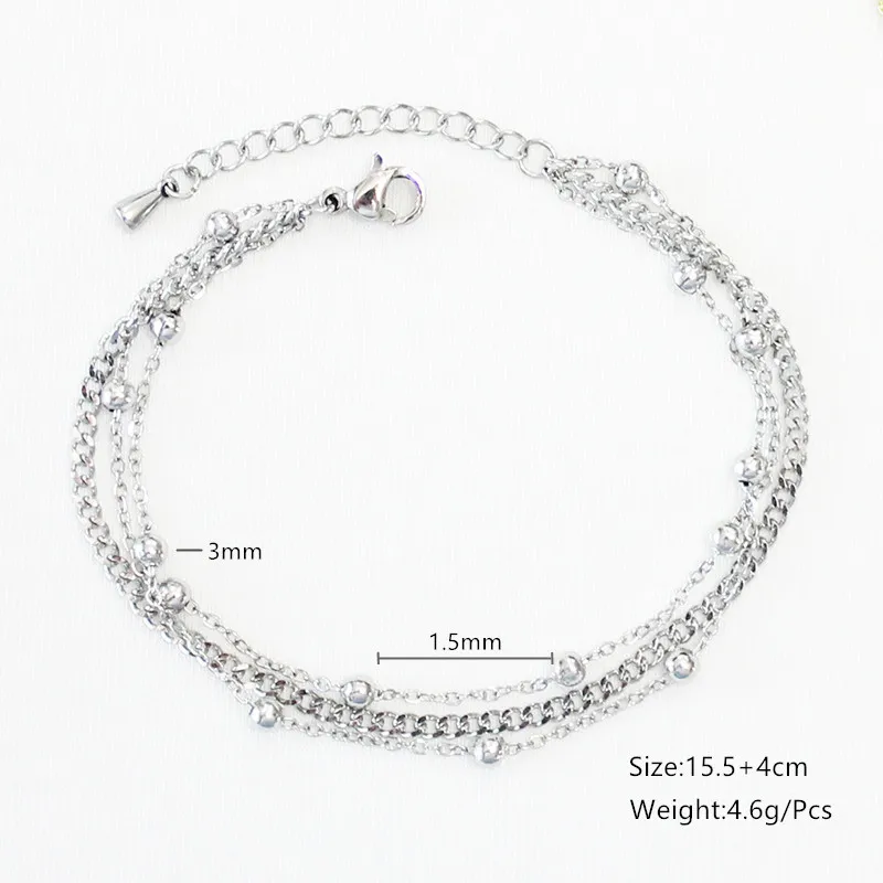 

Classic Multi-layer Chain Beads Bracelets Stainless Steel Charm Bracelets Fashion Women Men Jewelry Accessories