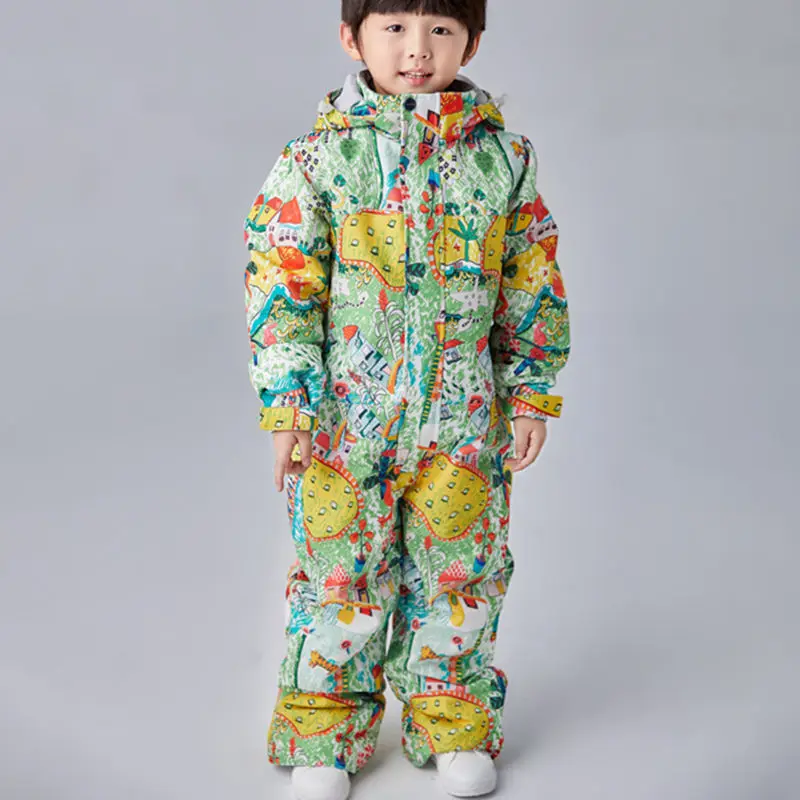 Детский Зимний лыжный костюм водонепроницаемая ветрозащитная теплая зимняя