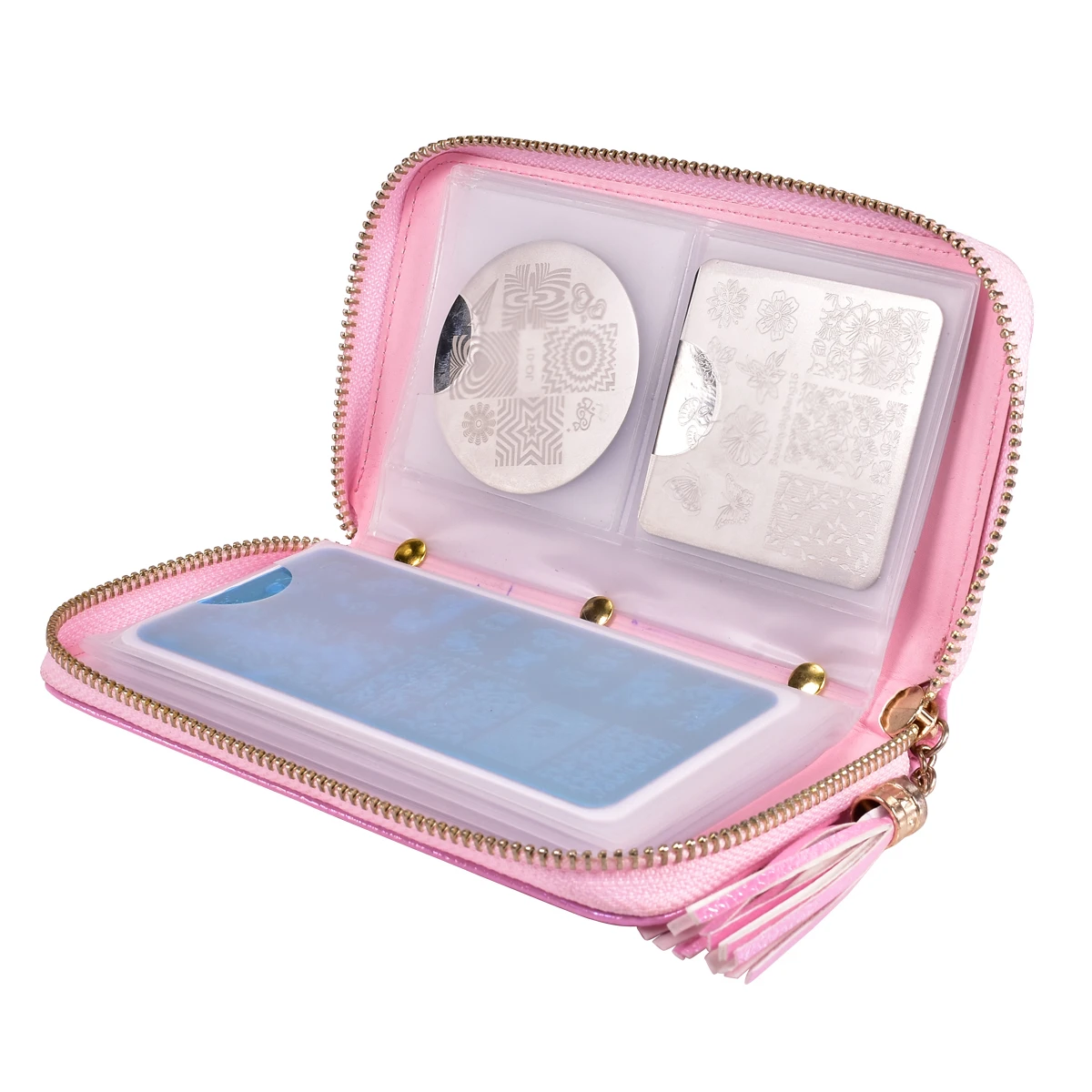 BEAUTYBIGBANG Stamping Plate Case 24 Slots Laser Holo Holder Round Square Rectangular Manicure Nail Art Organizer | Красота и