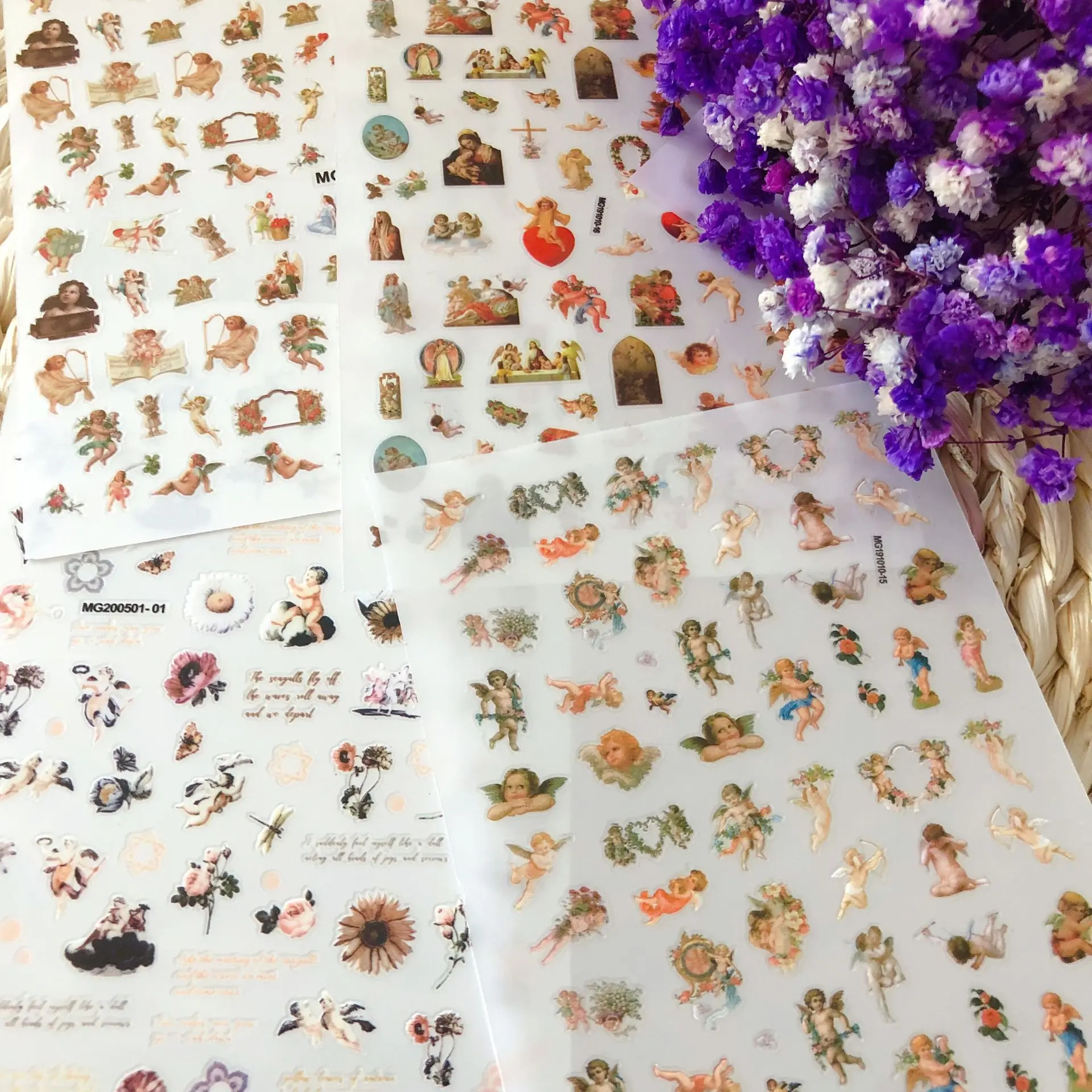 

1 Pc Self-adhesive Stickers Our Jesus Virgin Cupid Design for Nail Polish Decor 5D Embossed Ultra-thin Adhesive Sticker Decals