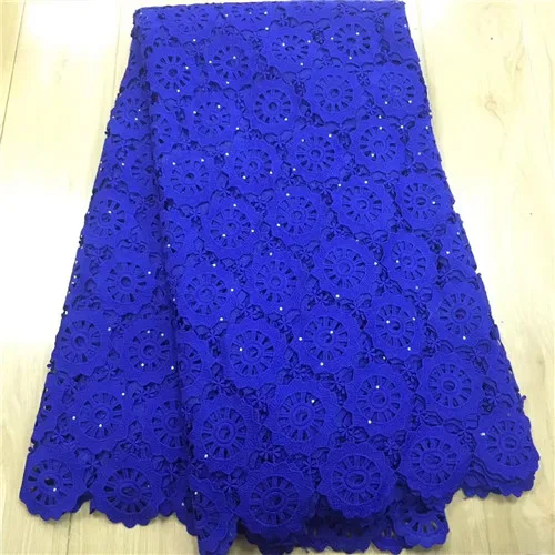 royal blue Шнур кружево для нигерийских вечерние детские розовые кружевная ткань гипюр кружевная ткань с камнями tissu dentelle африканская ткань для платья 5yard - Цвет: royal blue
