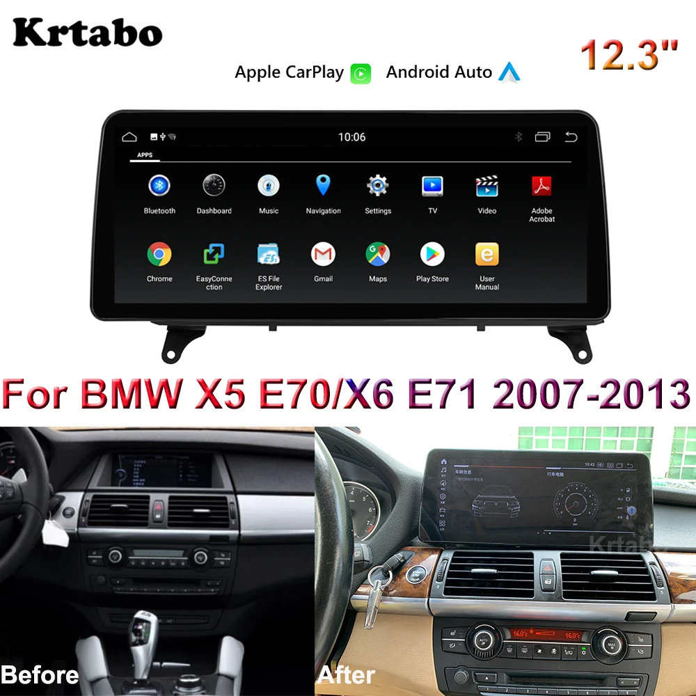 

Автомобильный мультимедийный плеер, Android 10, IPS, для BMW X5, E70, X6, E71, 2007-2013, система CCC/CIC, ПК-навигация, автомобильное радио, Carplay
