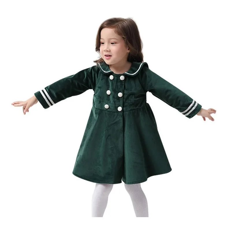 

2019 Autumn/winter New Vintage Wind Girl Dress Gold Velvet Long-sleeved Children's Dress Christmas Dress Girl High Quality Soft