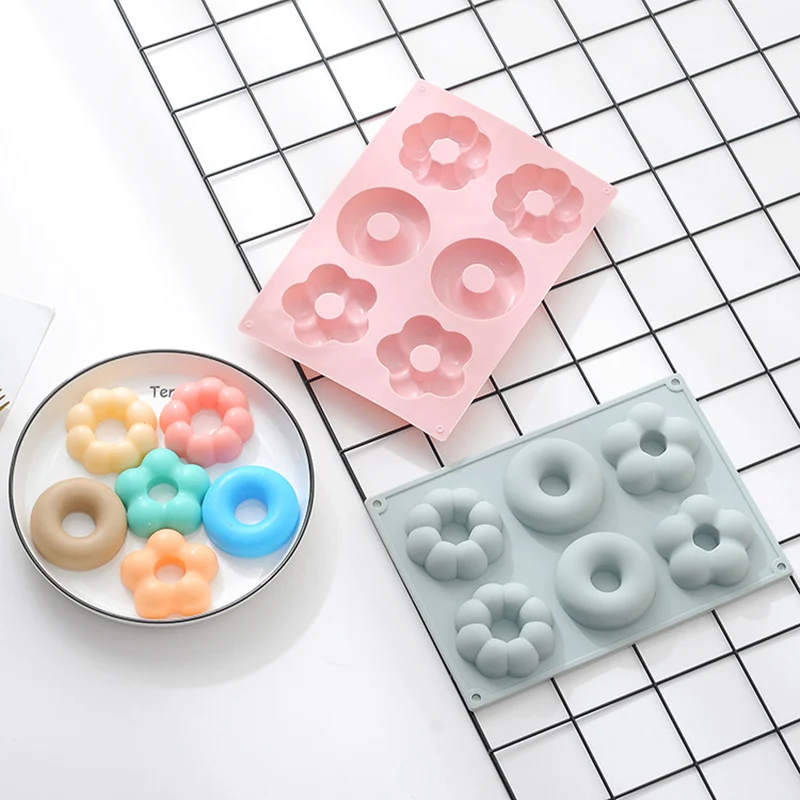 

1Pcs DIY Silicone Cake Mold Tool Donut Mold Flower Style Nonstick Doughnut Baking Pan Baking Gadgets Soap Mold Cake Chocolate