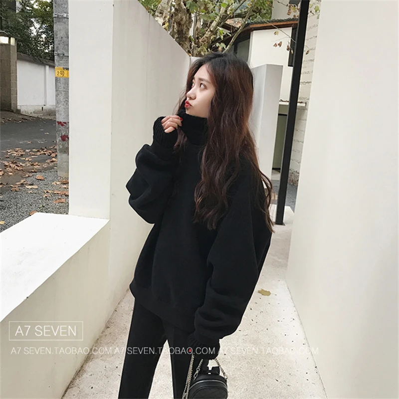 

Fall Winter Turtleneck Knitted Sweater Pullover Warm Jumpers Ladies Sweaters Oversize Loose knitwear Women Basic Tops