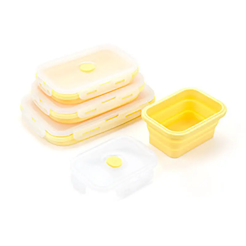 Силиконовый складной контейнер для обеда контейнер для хранения еды Bento BPA Free Microwavable Портативный Пикник Кемпинг прямоугольник наружная коробка