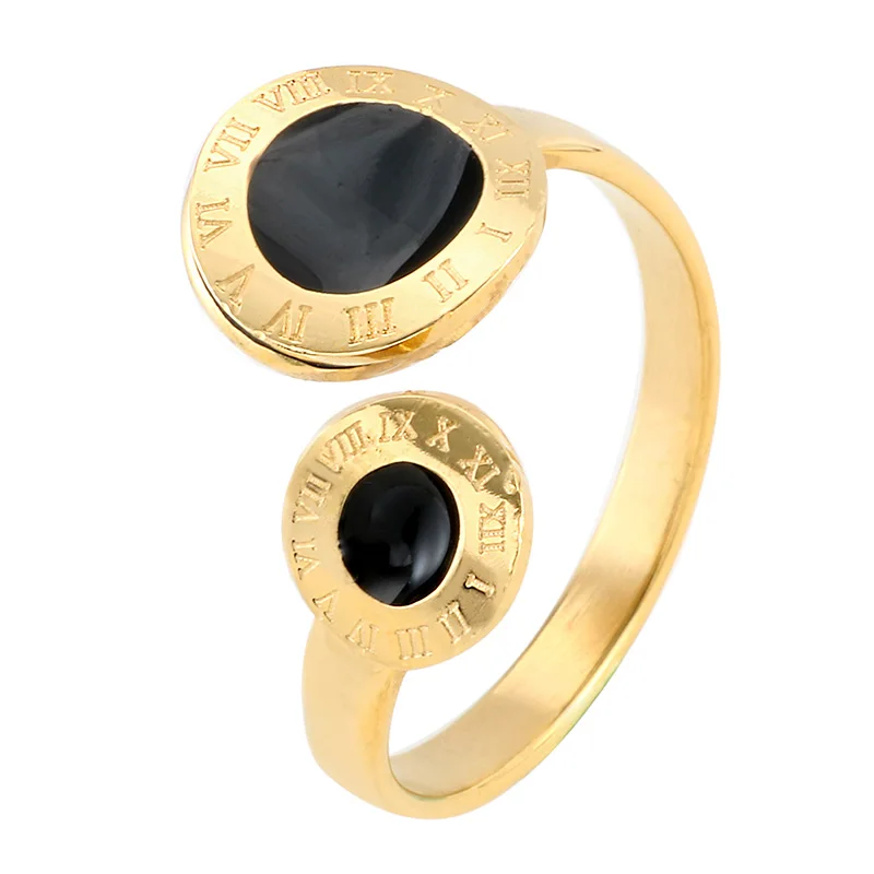 Римское письмо из нержавеющей стали кольцо на манжете золотое покрытие палец