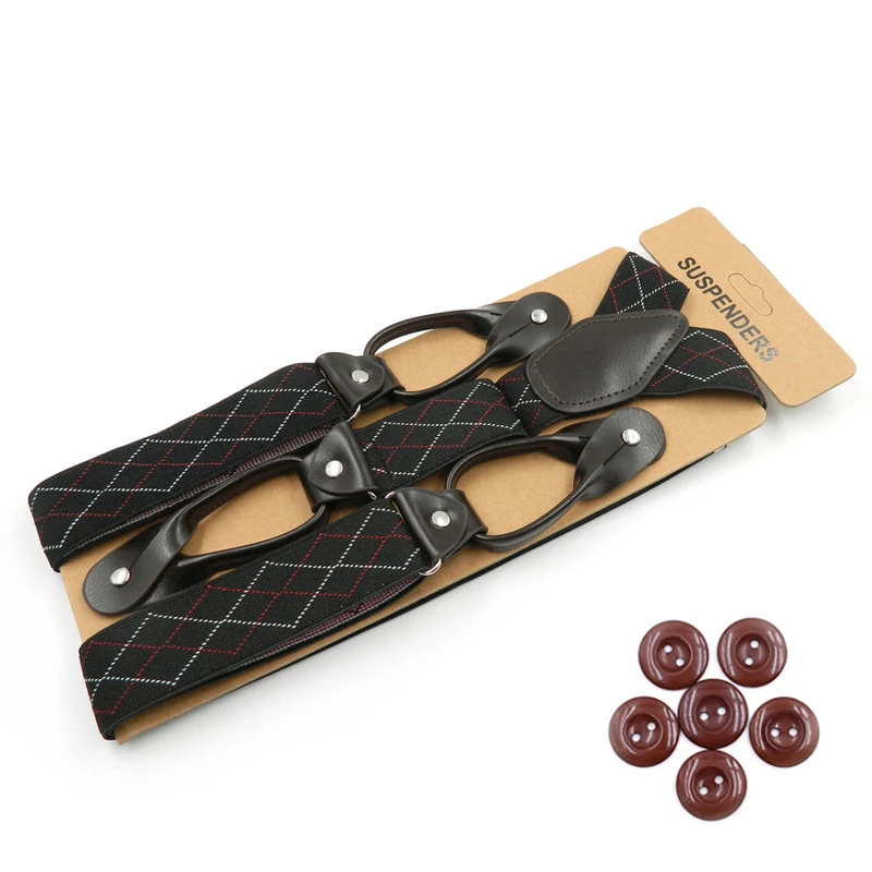 Мужские модные кожаные подтяжки на пуговицах эластичный смокинг Y брюки