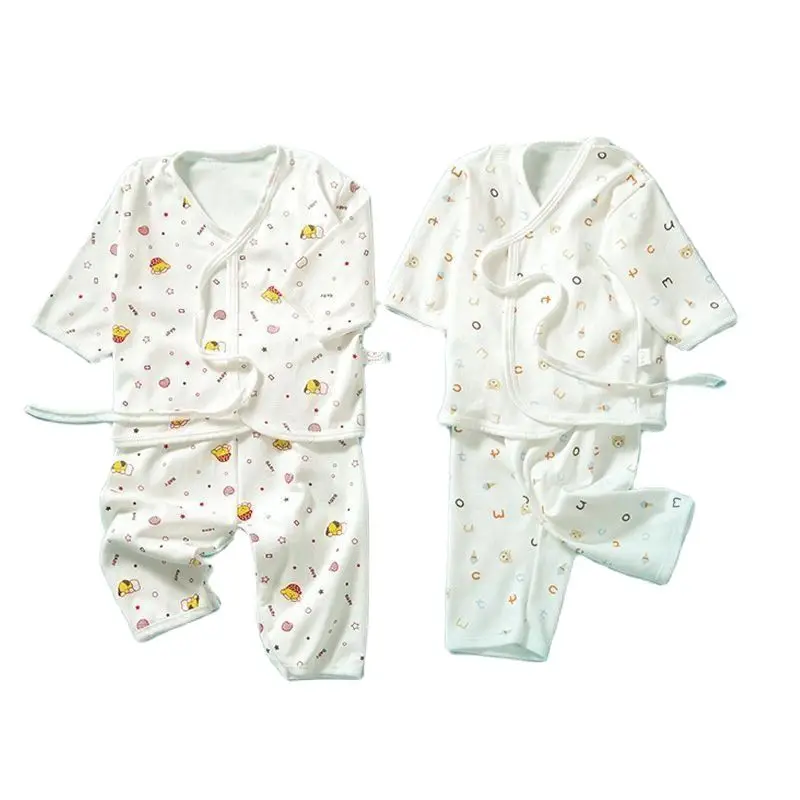 

Baby Show 2022 Four Seasons Children Sets White Cartoon Print Clothes For Newborns Breathable Cotton Suit Pajamas For Babies