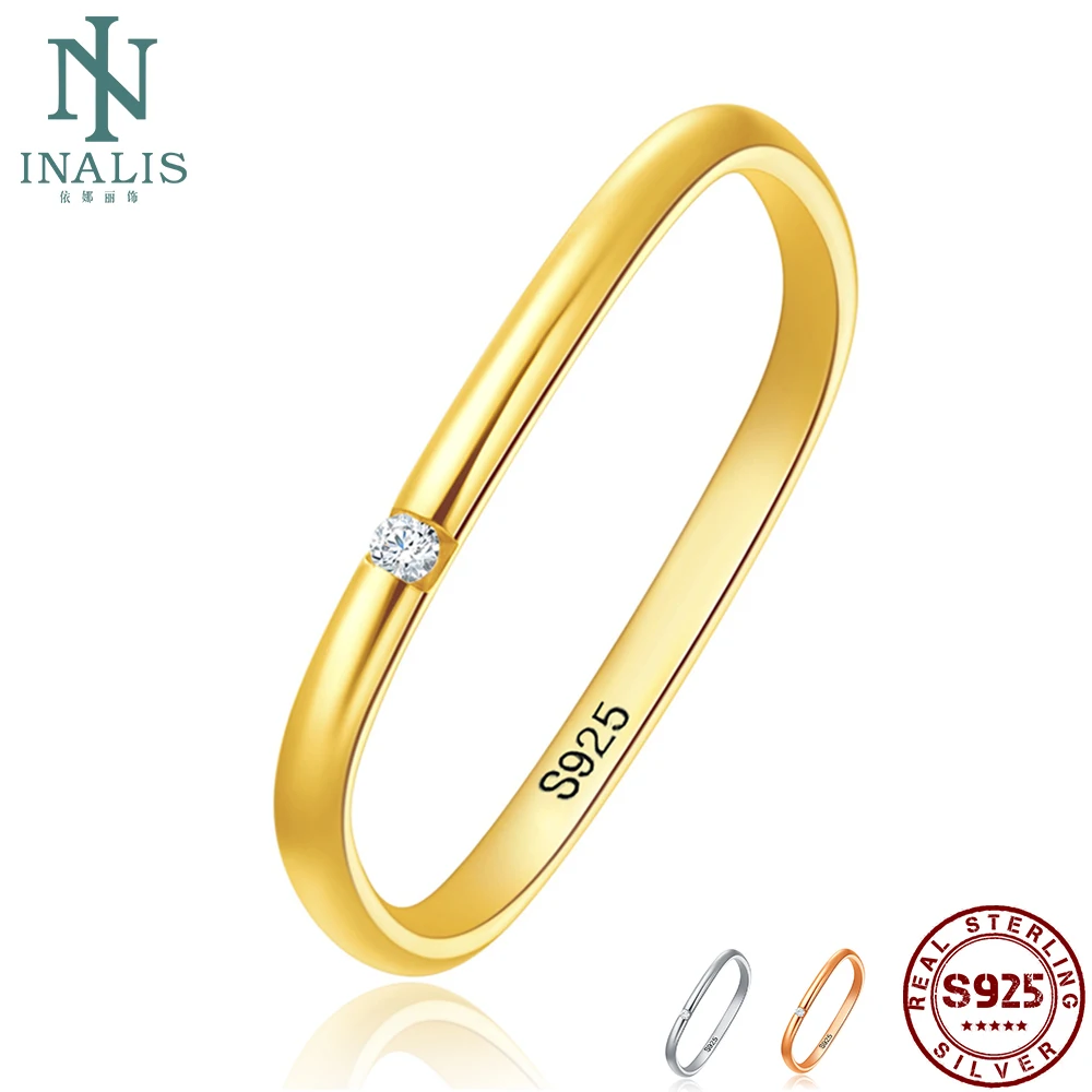 

INALIS квадрат 925 серебряные кольца для женщин и мужчин кубический циркон унисекс романтическое кольцо на годовщину свадьбы, хорошее ювелирно...