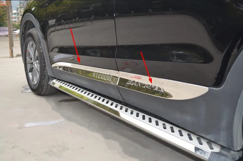 

ABS plating/stainless steel body decorative strip by anti-scratch protection Car styling For Hyundai SantaFe 2013-2017