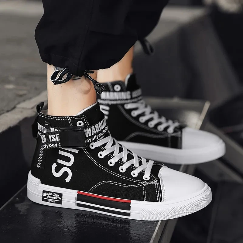 

Boys Classic Canvas Shoes Men's Sneakers High Top Fashion Students Sports Shoes Korean All-match Male Sneakers 2022 Spring New