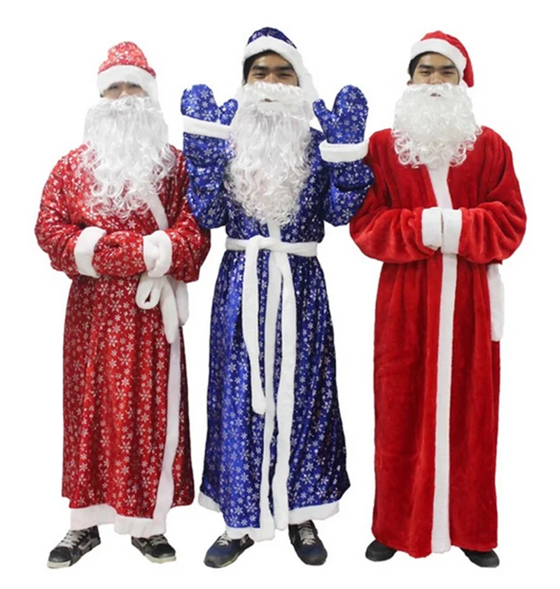 

Adult Christmas Costumes Santa Claus Costume Flocking+Rabbit Fur Men Cosplay Costume Christmas New Year Party Costume Suit