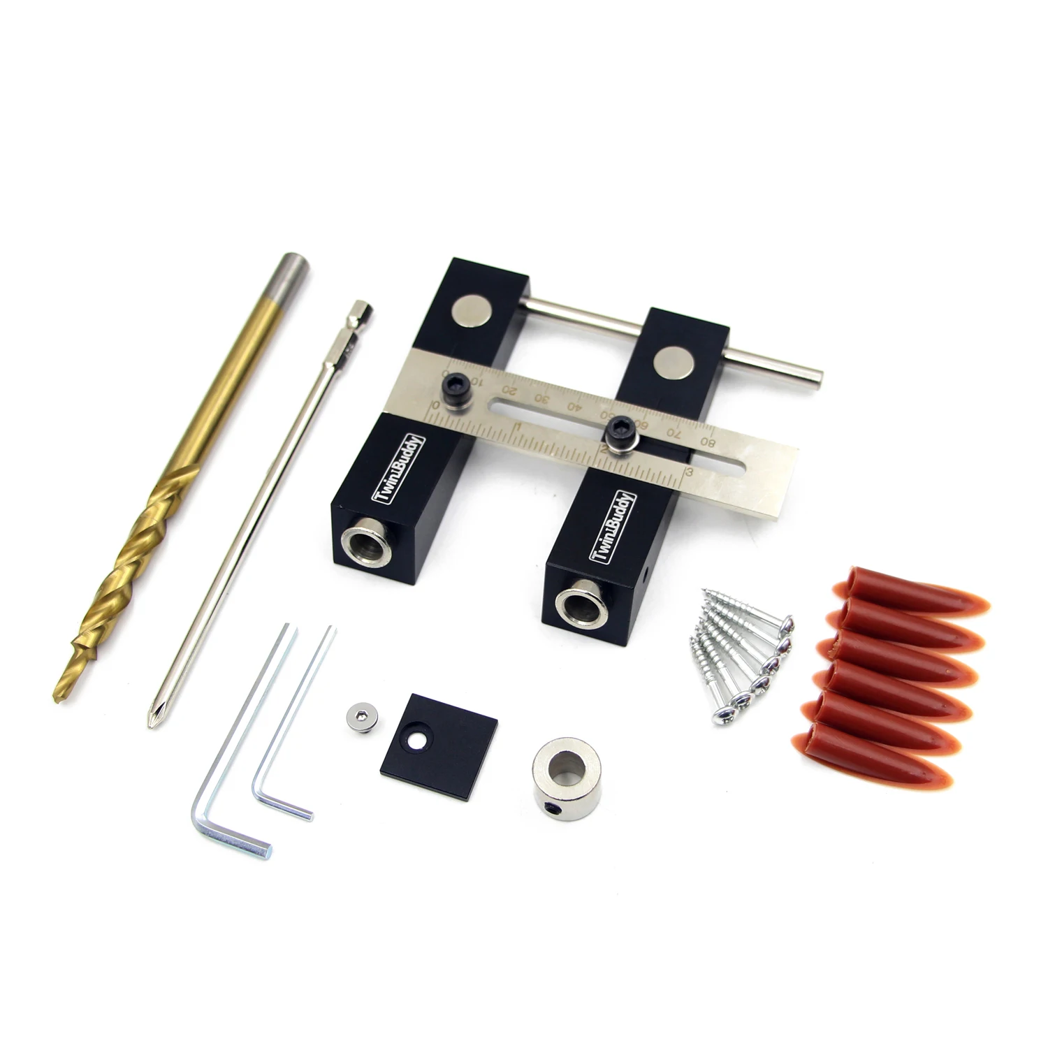 

New Adjustable Woodworking Dual-hole Positioning Puncher Set Drilling Jig Punch Locator Guide Positioner Tool Woodworking tools