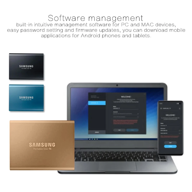 SAMSUNG T5 SSD 500 Гб ТБ Портативный внешний твердотельный диск USB3.1 Type C HDD для