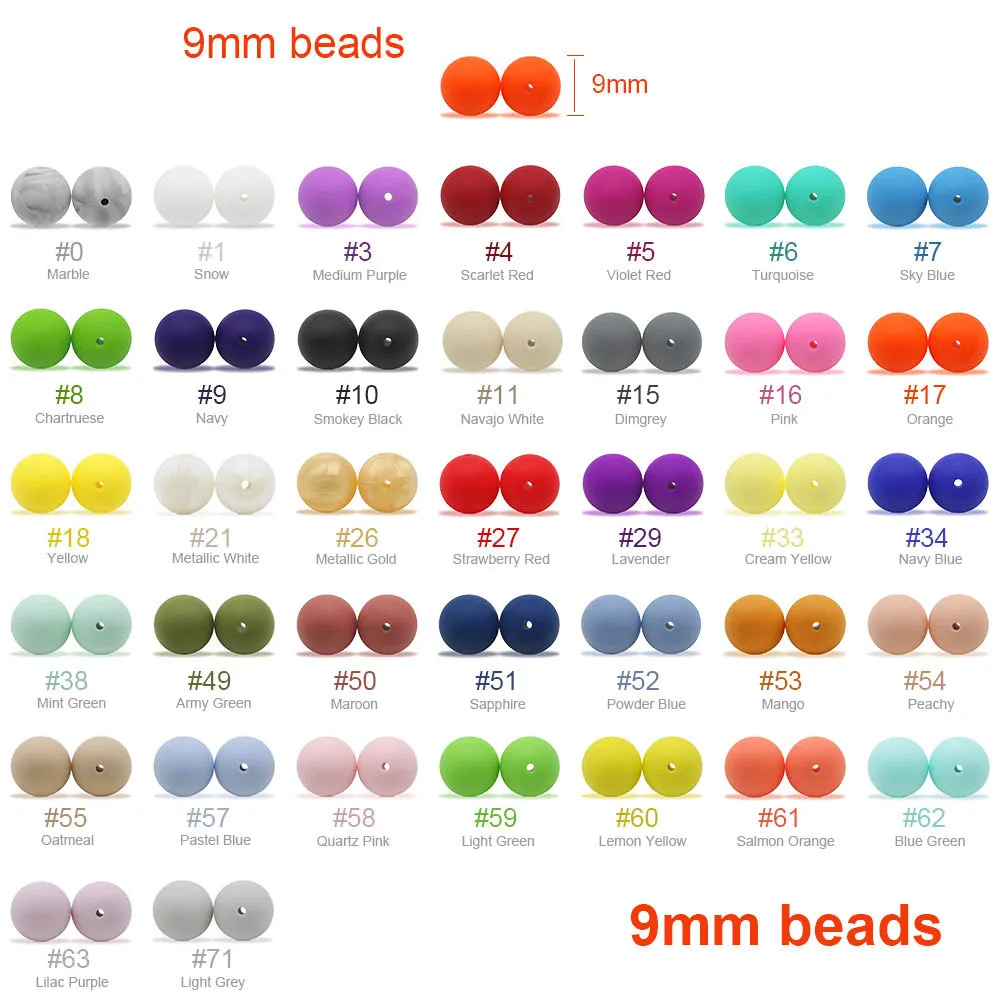 Cute-Idea 300pcs 9mm silicone Beads teething toy Food Grade pacifier chain nursing accessory chain jewelry necklace bracelet DIY