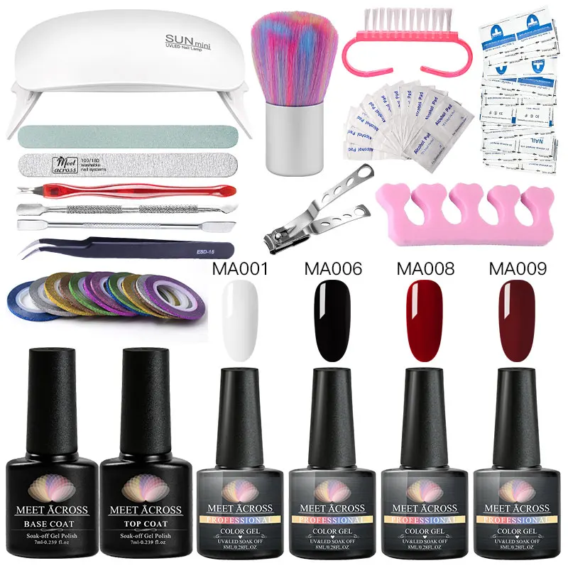 Набор для ногтей 6 Вт Светодиодный УФ лампа Сушилка с красочным гель лаком набор