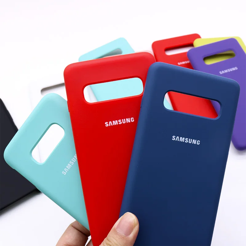 Оригинальный чехол для Samsung Galaxy S10 Plus из жидкого силикона шелковистый мягкий на