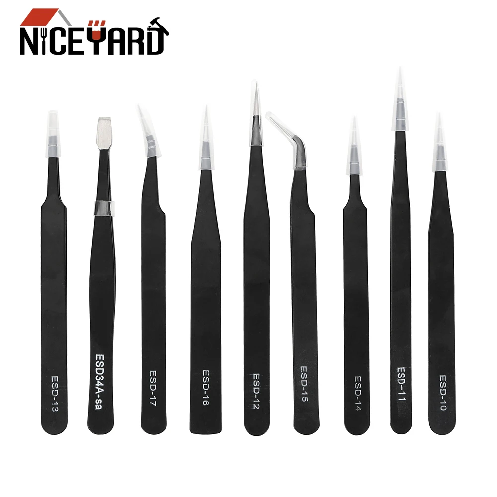 NICEYARD 9 шт./компл. антистатические пинцеты Набор DIY прецизионные инструменты для