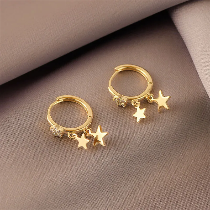 

Trendy Silver Star Small Hoop Earrings for Women Zircon Loop Earring Joyero Brincos Women's Fine Jewelry Gift womens earrings