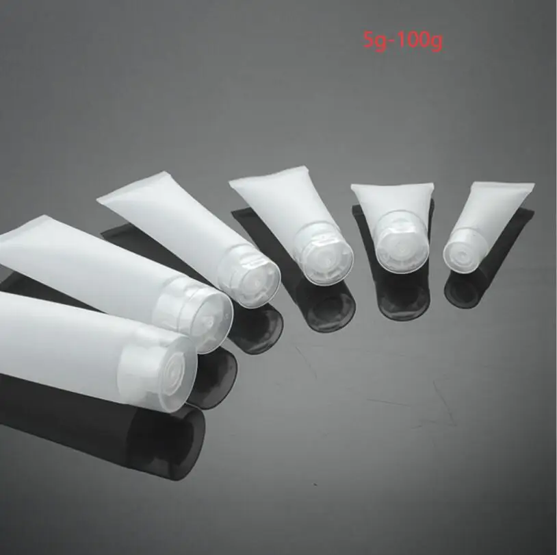 

100pcs/lot 5g 10g 15g 30g 50g 100g Face & Hand Cream Hose Sample Empty Liquid Cosmetic Hoses Frosted Hose Facial Cleanser Tube