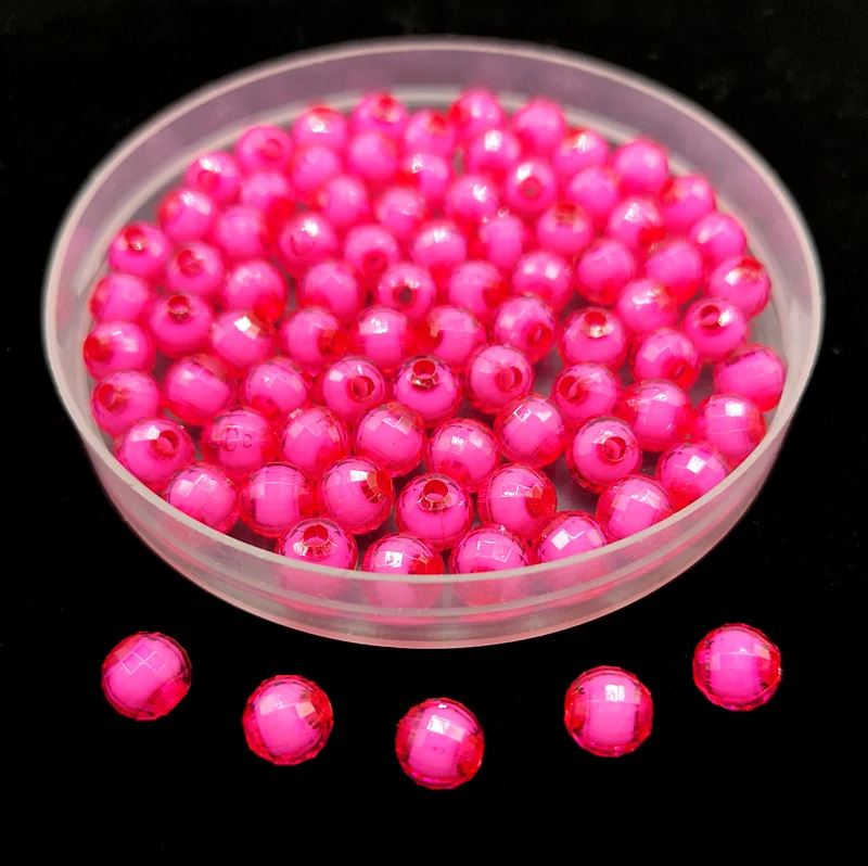 Watermelon Red 8 мм/10 мм граненые круглые бусины акриловые бусины для изготовления ювелирных изделий браслет ожерелья подвески DIY - Цвет: Watermelon Red
