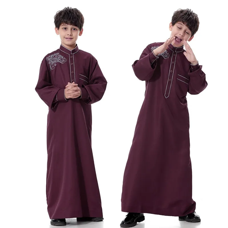 islamic arab clothing for children embroidery arab jubba thobe children robe islam pakistan abaya kaftan for kids dishdasha 2020