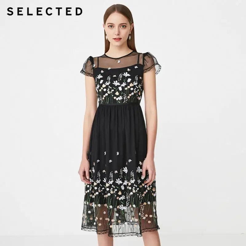 Выбранные лето Slim Fit кружевное платье с принтом и Обёрточная бумага Ширина плеч