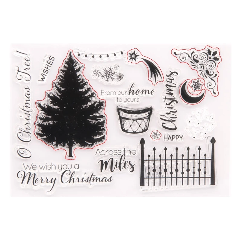 

Christmas Stamps Deer Snowflake Wishes Clear Stamps Words Transparent Silicone Stamp Seal for DIY Paper Card
