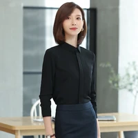 izicfly new style autumn black blouse office uniform plus size korean clothes women tops slim fashion business shirt work wear