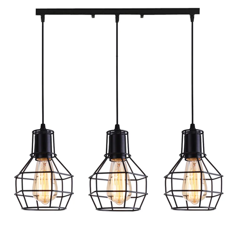 

Vintage Industrial Style Black Pendant Lights Designer Art Hanging Lamp E27 Loft Corridor Iron Cage Small Lighting Chandeliers