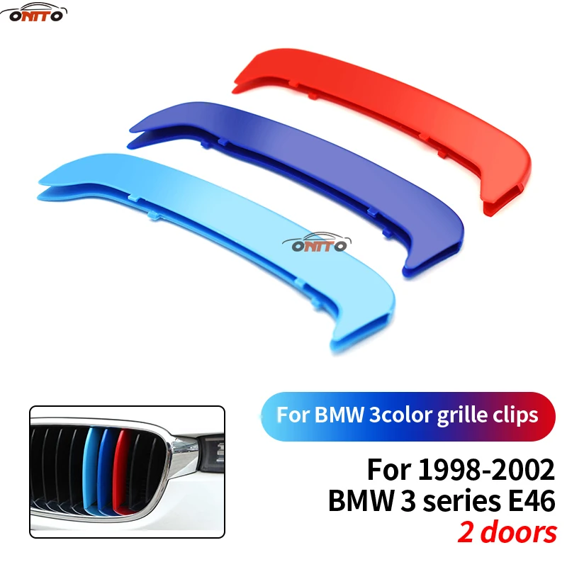 

3 Colors Grille Clips Decoration For 3 series E46 1998-2002 Car Styling Front Racing Stripe Clip Decal Covers Auto Accessory
