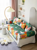 nordic simplicity cartoon house cotton sofa cover seasons universal slipcovers couch sofa towel sofa mat for living room