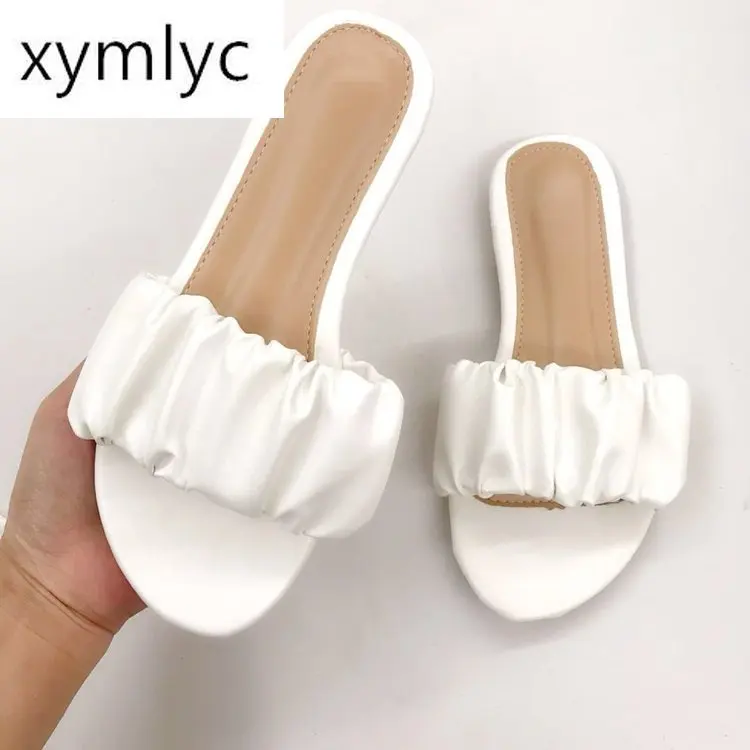 

2020 Slippers Women Flip Flops Home Flat Indoor Shoe Big Size 41 Woman Leather Women's Slides Beach Female Ladies Shoes