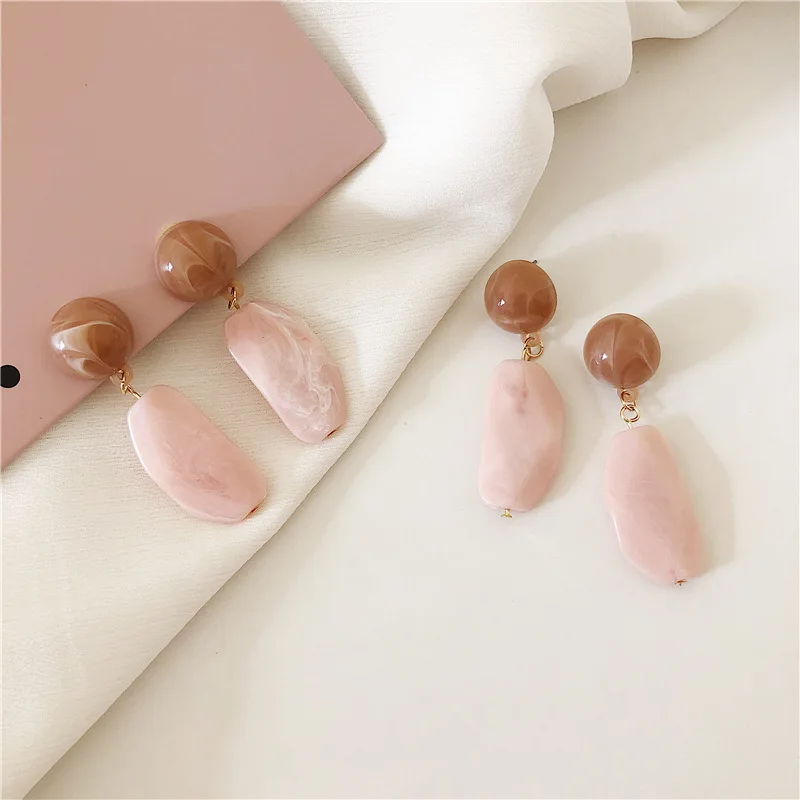 Модные кулоны серьги милые акриловые бусины розовые полимерные геометрические