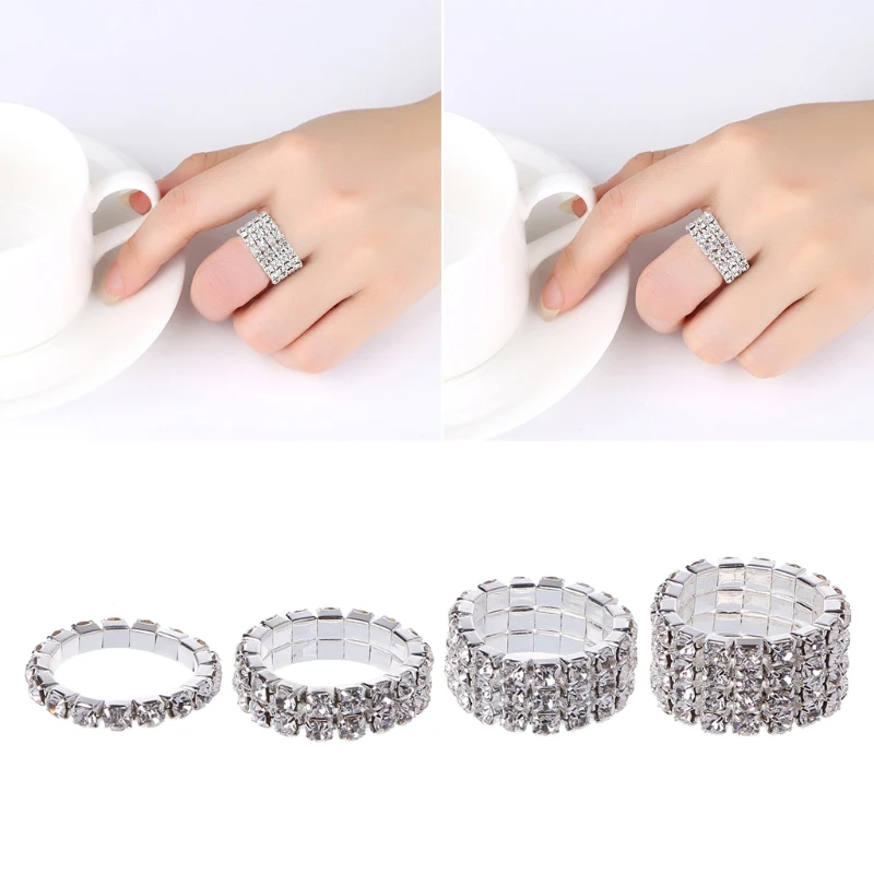 Уникальное эластичное кольцо для помолвки обручальное украшенное