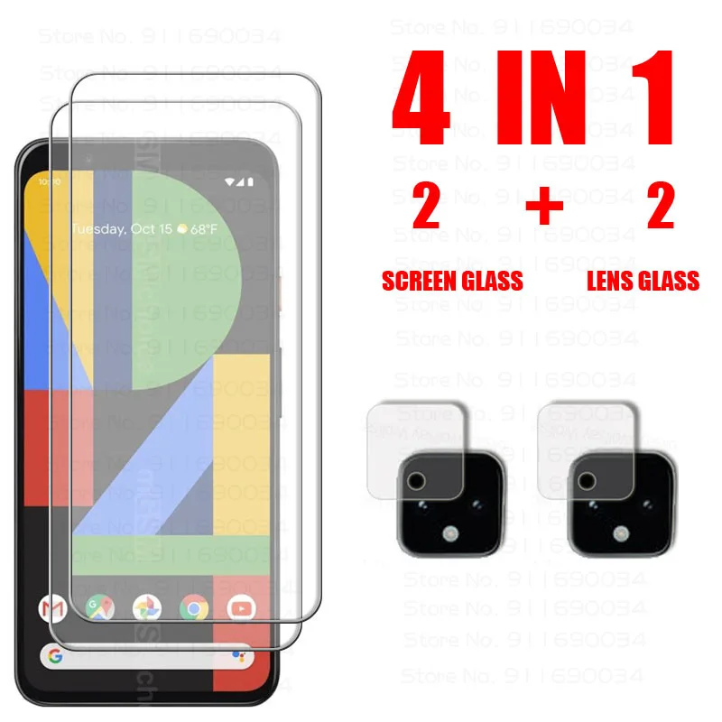 4 in 1 For Google Pixel 4 4a 4XL Camera Lens Film & Protective Phone Screen Protector Tempered Glass Guard Goodgle good goole