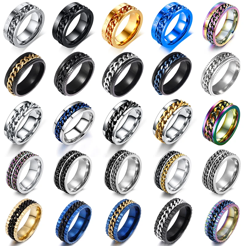 Кольцо-Спиннер унисекс из нержавеющей стали 8 мм черного и синего цвета |