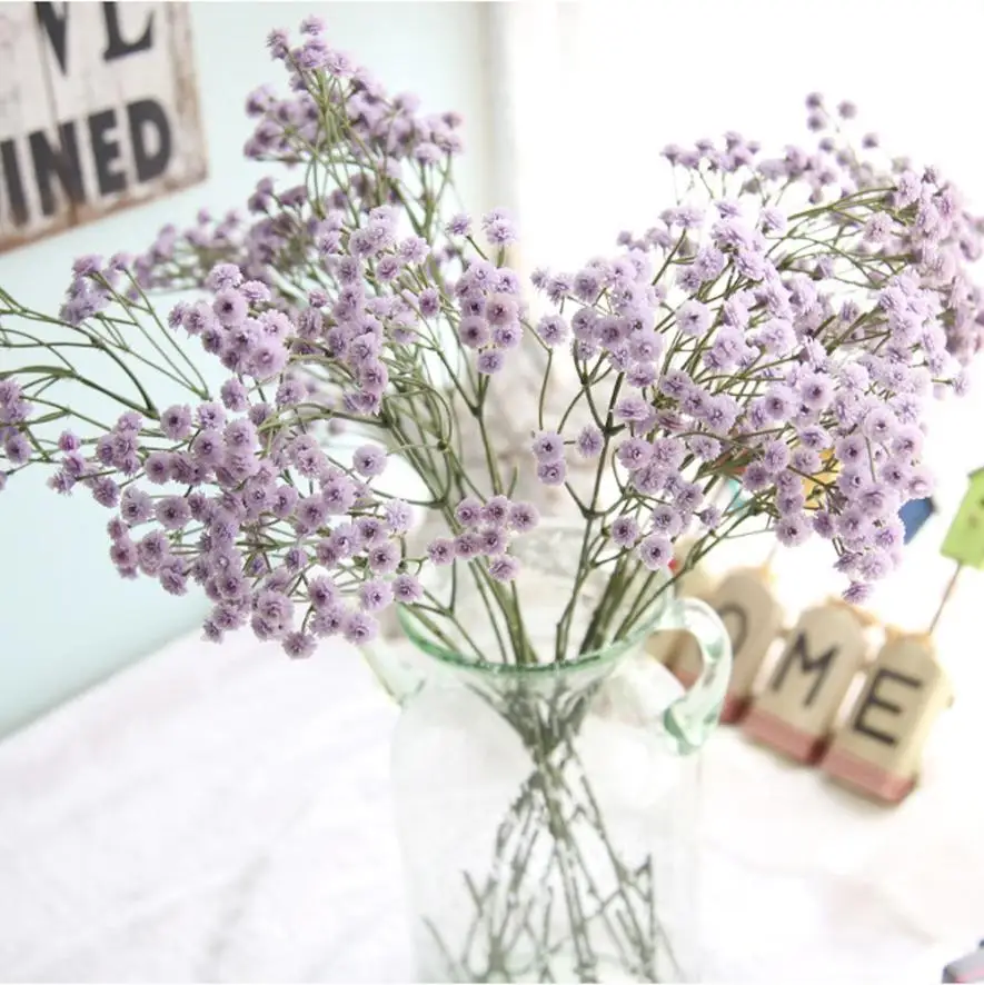 

Purple Gypsophila Silk fake flowers Artificial flower Bridal Bouquet Wedding Holding flowers Party Home decoration Drop Ship New