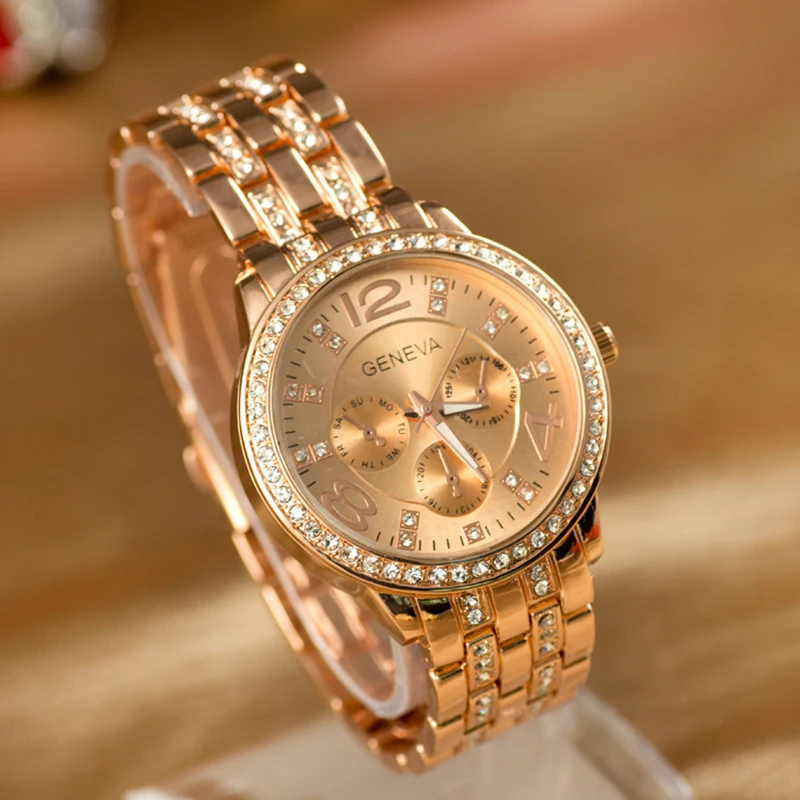 

Nice Fashion Stainless Steel Rose Gold Rhinestone Watches Women Top Brand Luxury Dress Clock Ladies Casual Wristwatch Hodinky